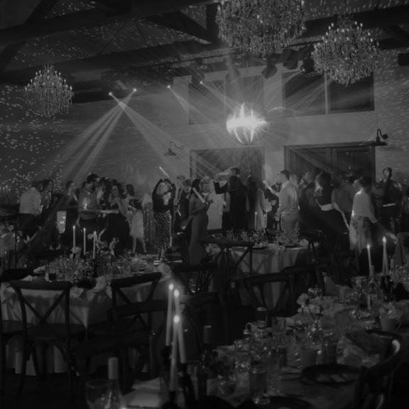 A lit stage at a family function