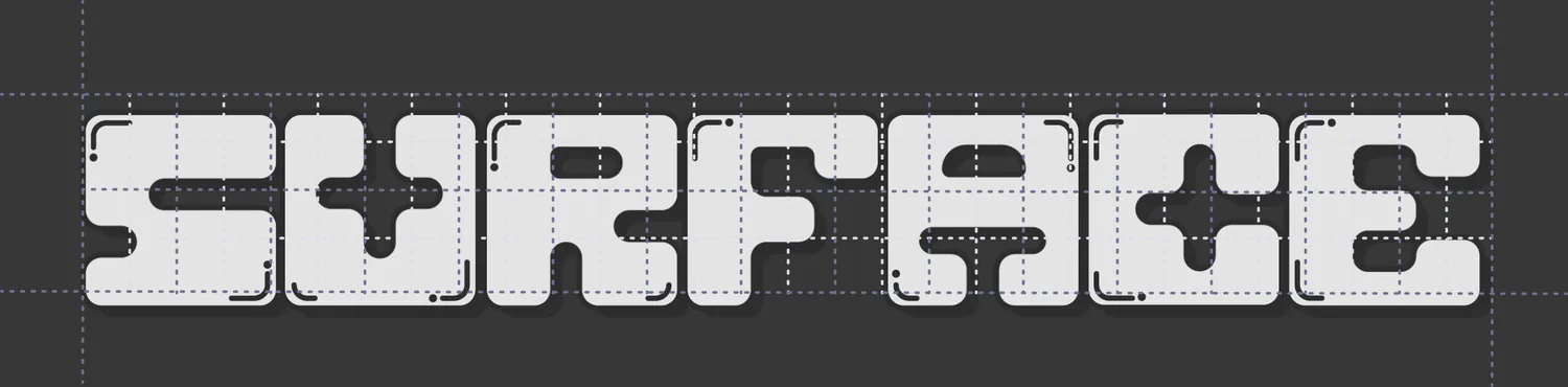 The wordmark on its construction grid.