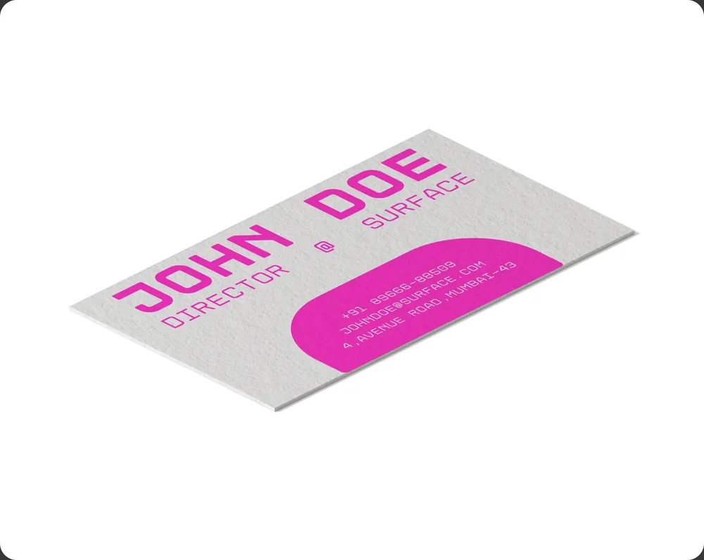The front of a business card.