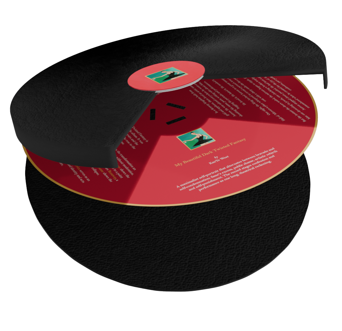 The My Beautiful Dark Twisted Fantasy edition, its disc pages fanned open